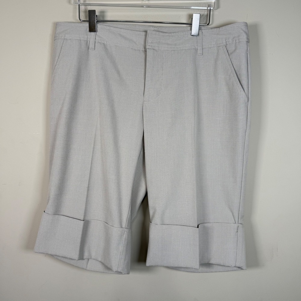 Gap Stretch Y2K Grey Micro Check Cuff Bermuda/Trouser Wide Leg Shorts Size 12